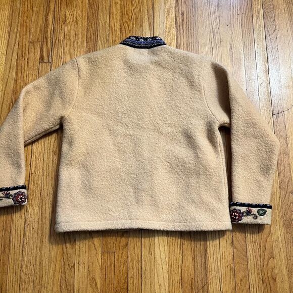 Icelandic Design Sweater Womens Medium Yellow Wool Vintage Floral 90s Flower - Picture 4 of 9